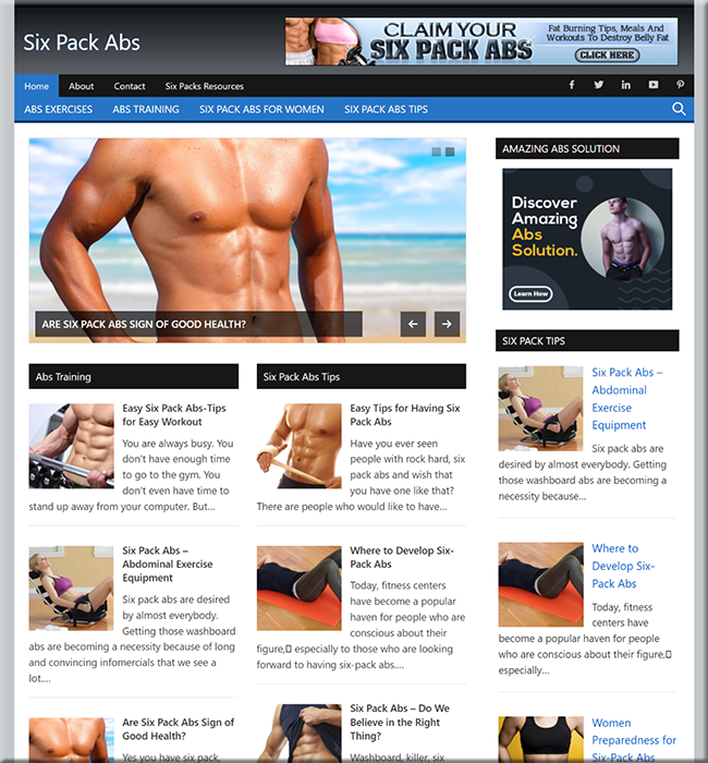 six pack abs plr niche website