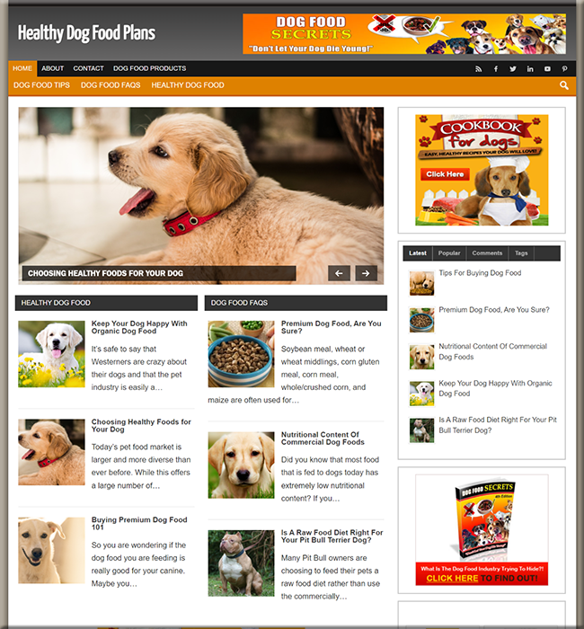 healthy dog food niche website