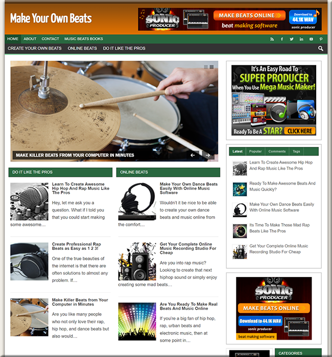 music beats plr niche blog