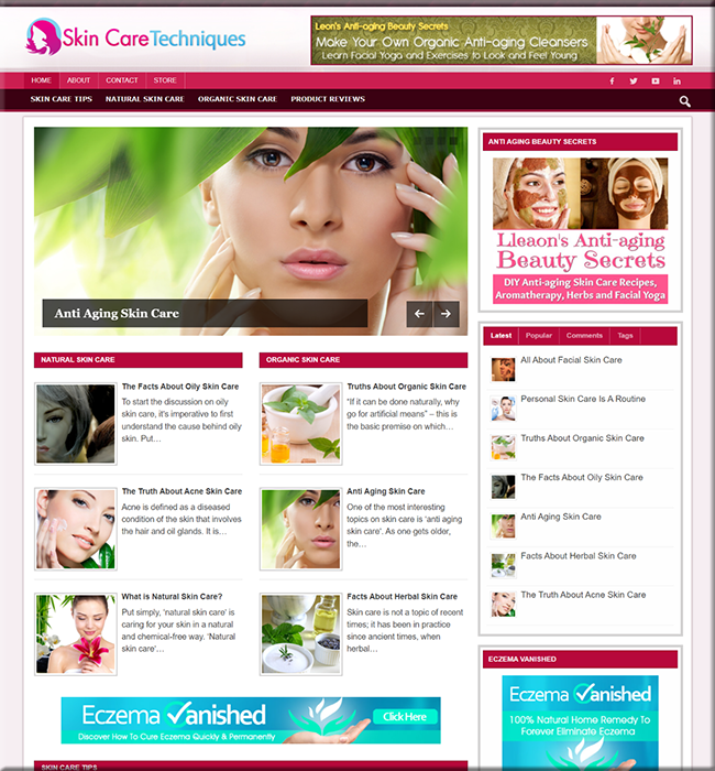 skin care techniques plr site