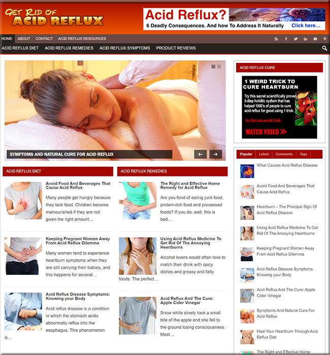 acid reflux plr niche website