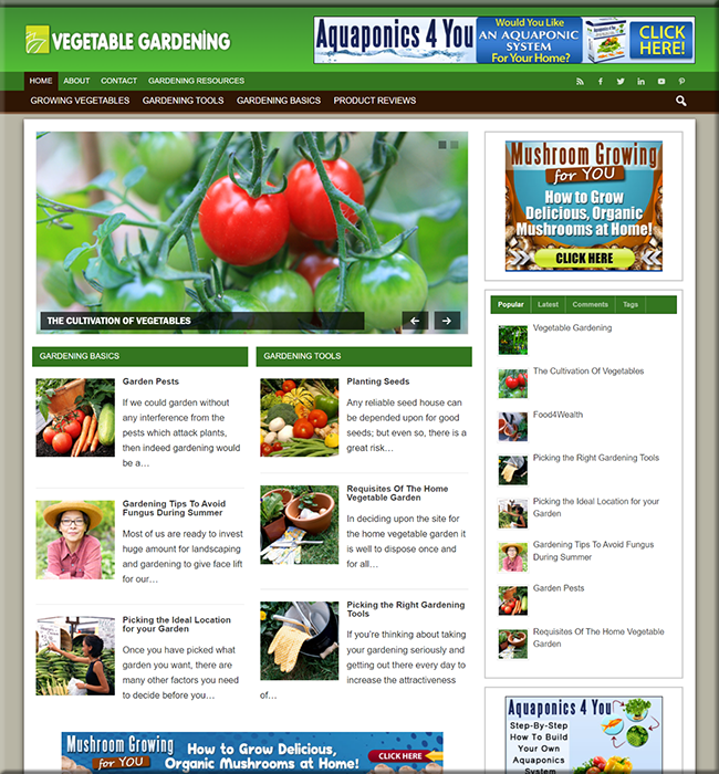 vegetable gardening plr website