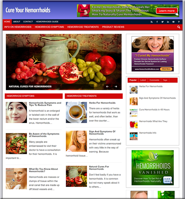 cure your hemorrhoids plr site