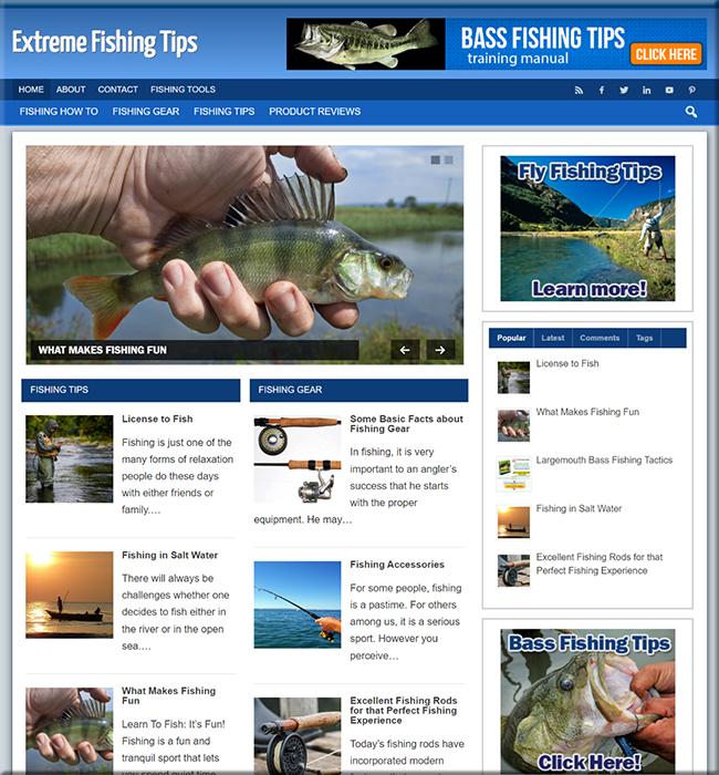 extreme fishing niche website