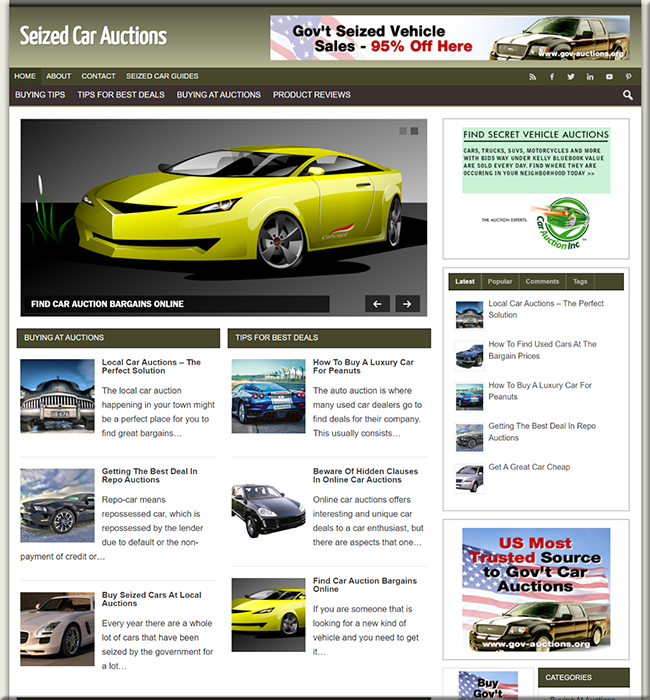 Seized Car Auctions PLR Website seized car auctions plr website