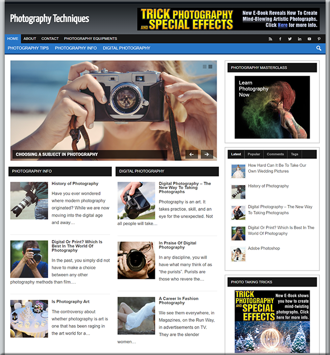 photography techniques plr site