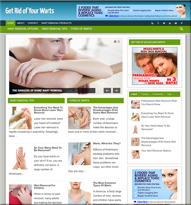 wart removal niche website