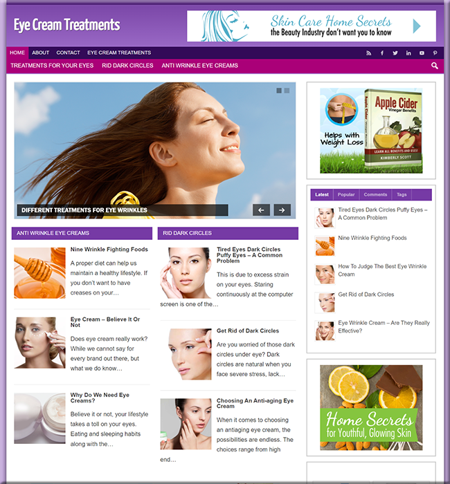eye cream niche plr website