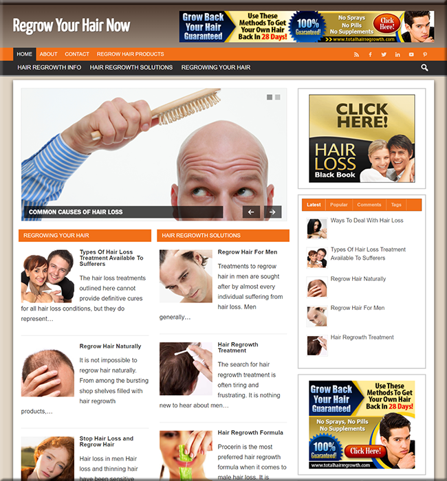hair regrowth niche website