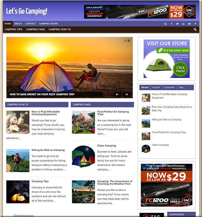 Camping and Hiking PLR Site camping hiking plr site