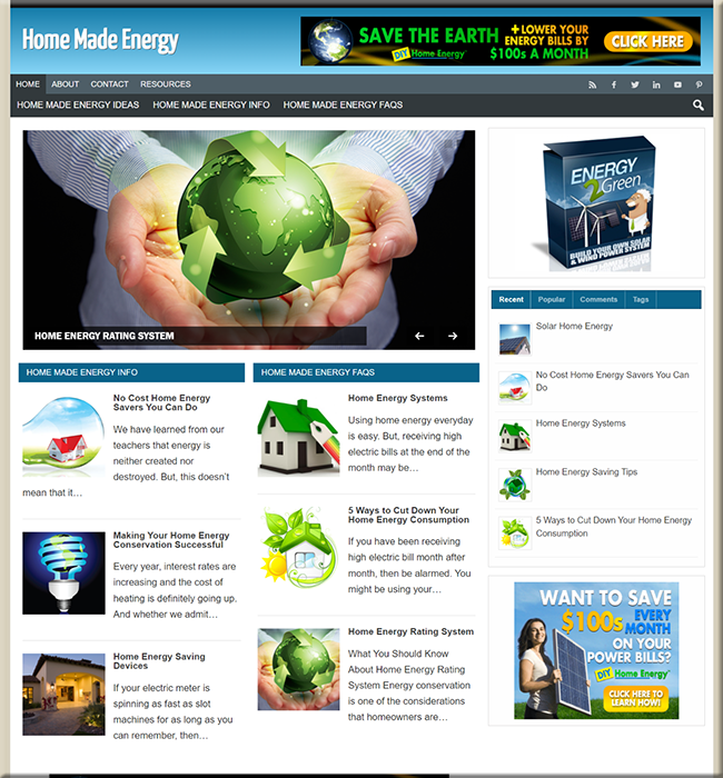 home made energy niche website