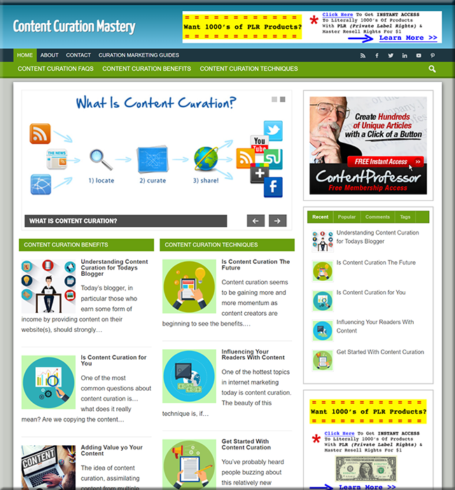content curation niche website