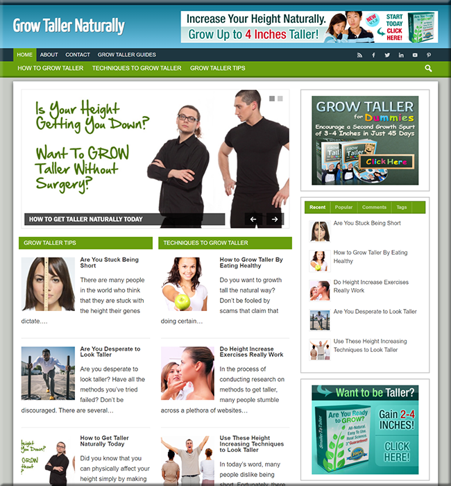 grow taller niche website