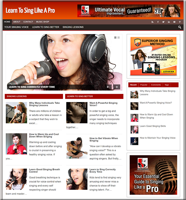 Learn to Sing Niche Website learn sing niche website