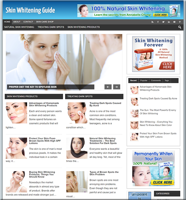 skin whitening plr niche blog