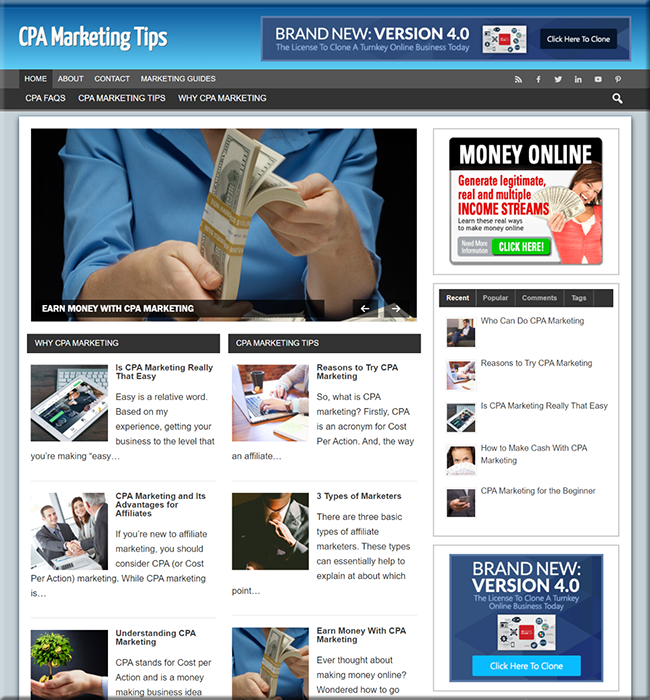 cpa marketing niche plr website