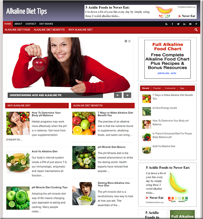 alkaline diet niche website
