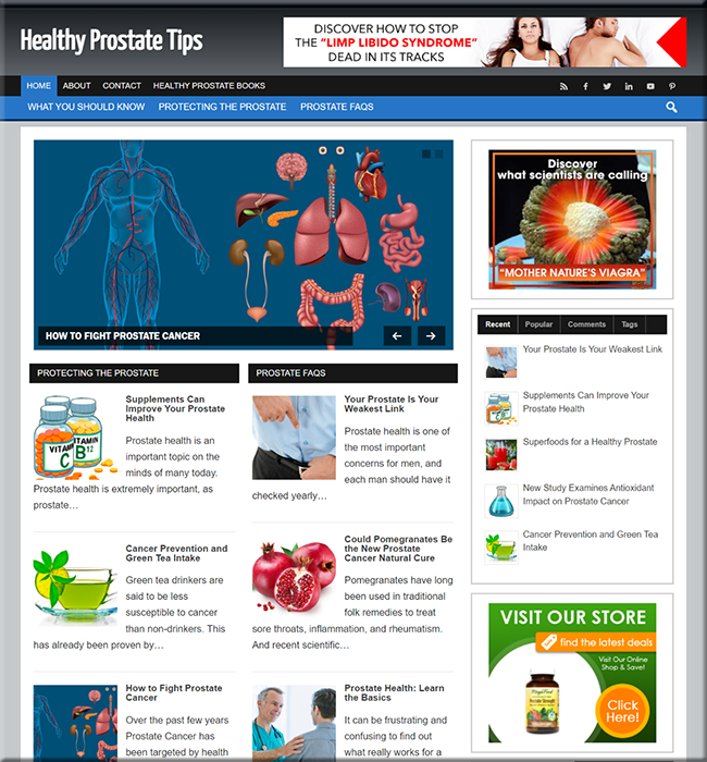 healthy prostate niche website