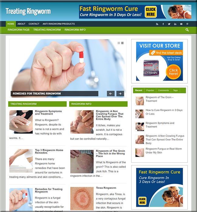 ringworm treatment plr site