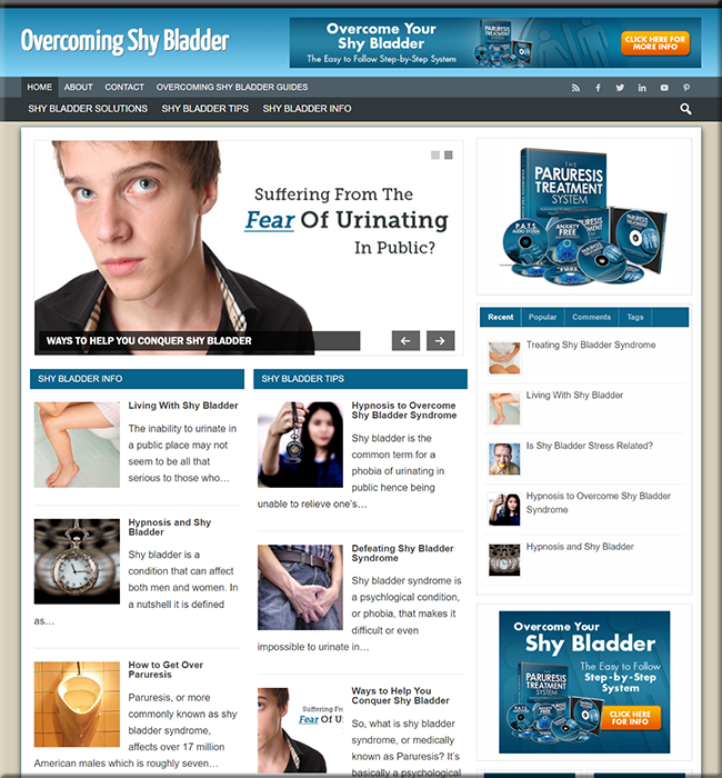 Shy Bladder PLR Niche Blog shy bladder plr niche blog