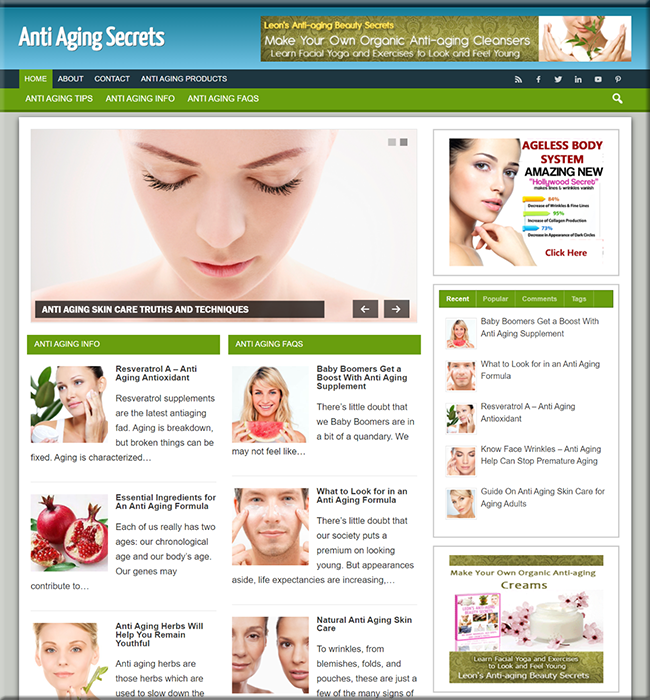 anti aging secrets plr website