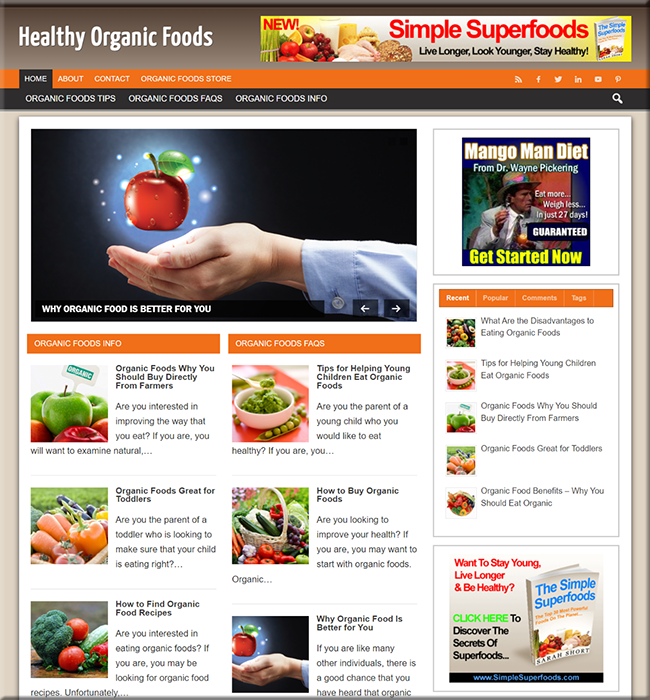 organic foods niche plr website