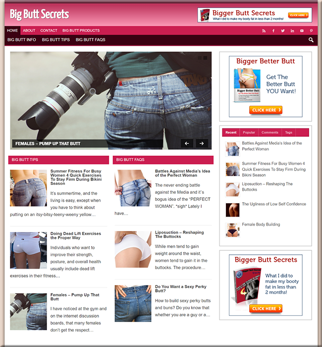 Big Butt Secrets Niche Website big butt secrets niche website