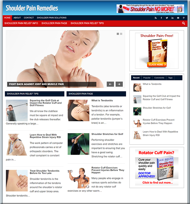 shoulder pain remedies plr website