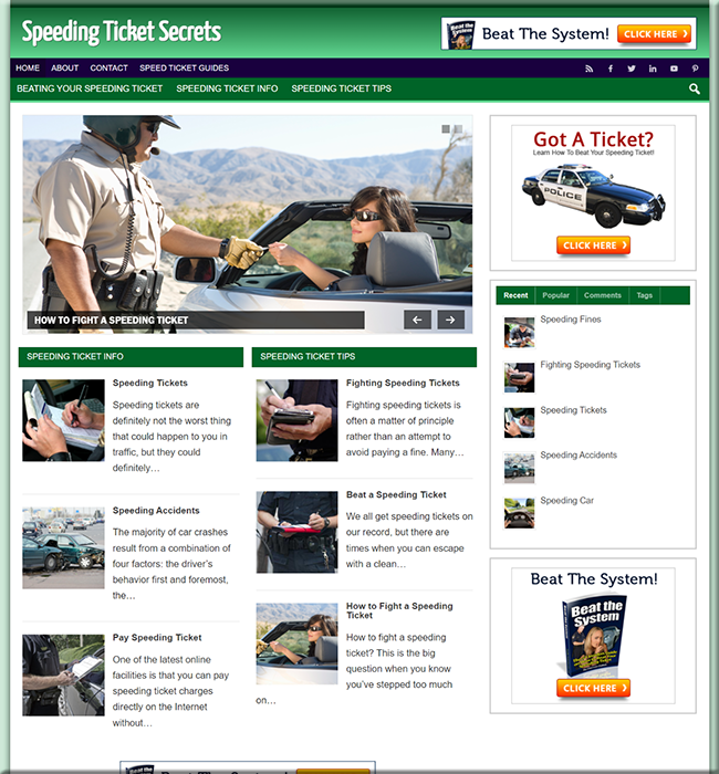Speeding Ticket Secrets PLR Blog speeding ticket secrets plr blog