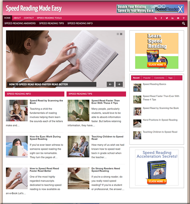 Speed Reading Niche PLR Website speed reading niche plr website