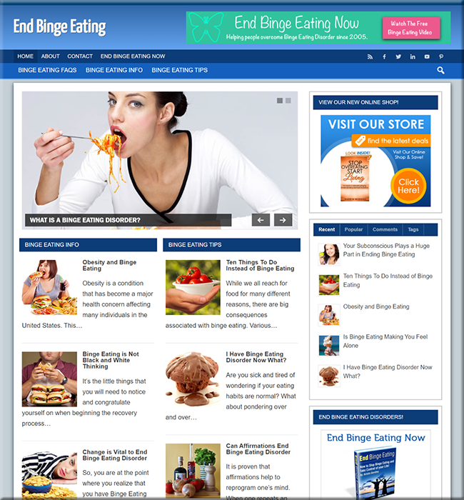 binge eating niche plr website