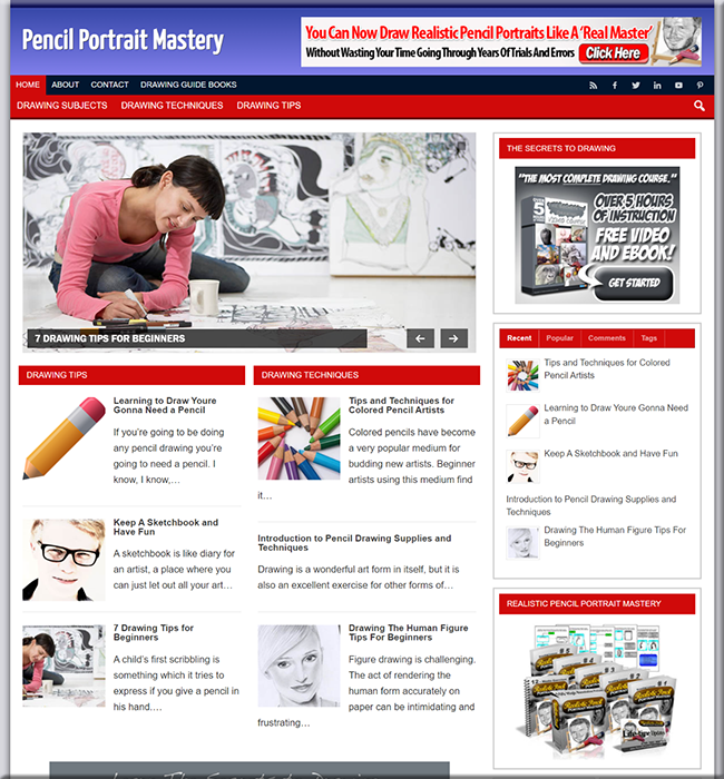 pencil portrait niche plr website
