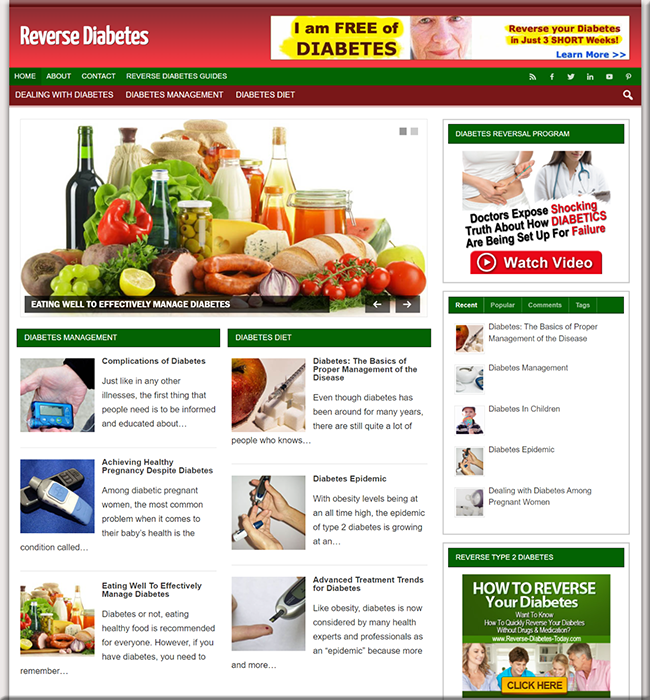 reverse diabetes niche plr website