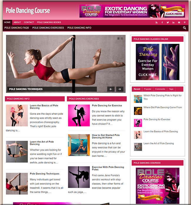 Pole Dancing PLR Niche Website pole dancing plr niche website