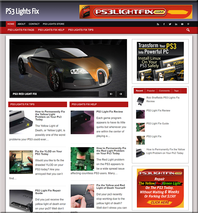 PS3 Lights Fix Niche PLR Website ps3 lights fix niche plr website