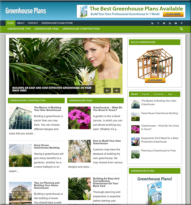 greenhouse plans plr niche website