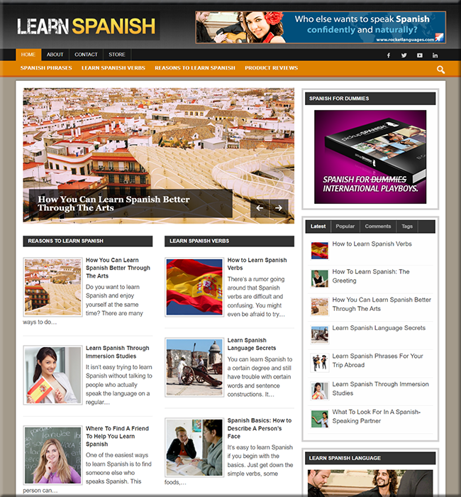 learn spanish niche plr website