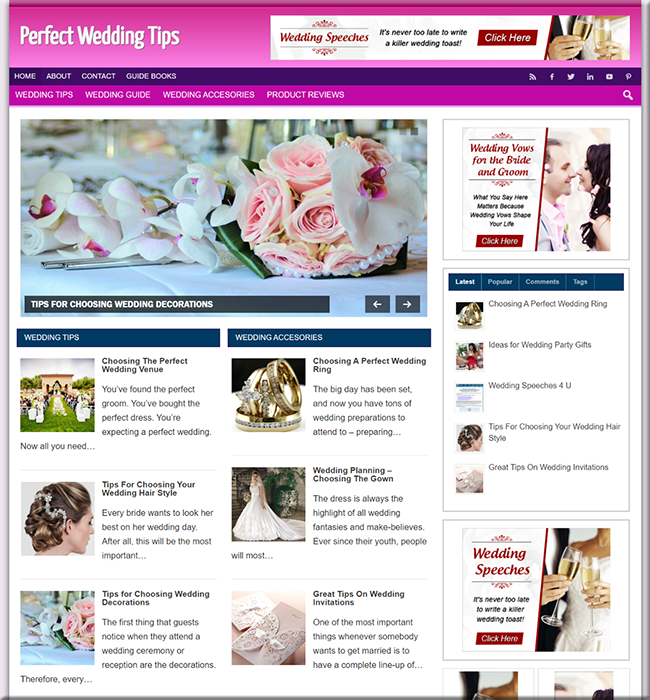 wedding tips niche plr website