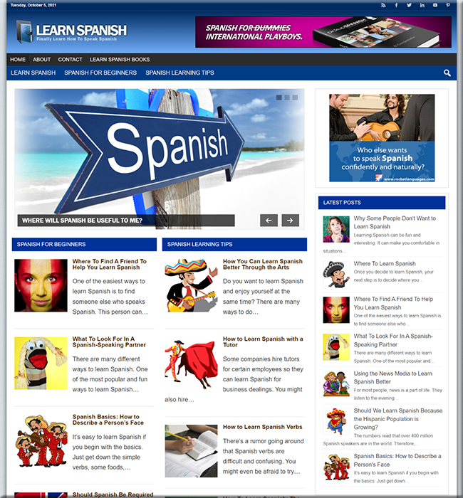 learn spanish niche plr website