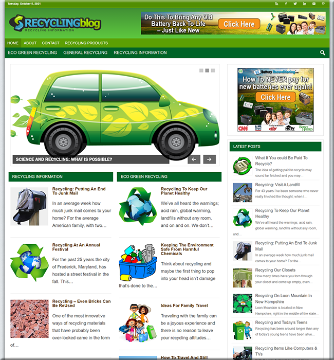 Recycling Blog PLR Niche Website recycling blog plr niche website