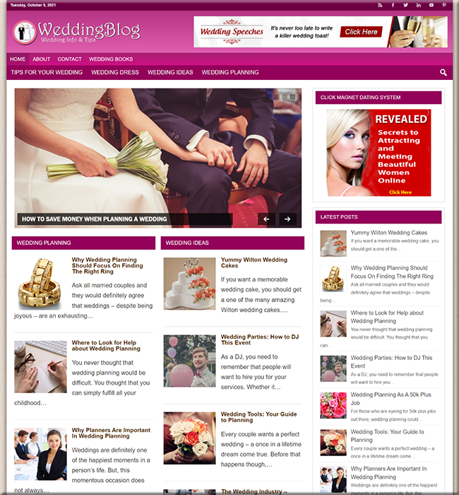 wedding plans niche plr website