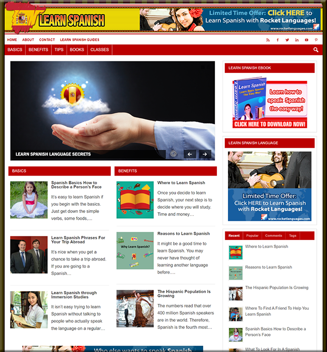 Learn Spanish Guide PLR Website learn spanish guide plr website