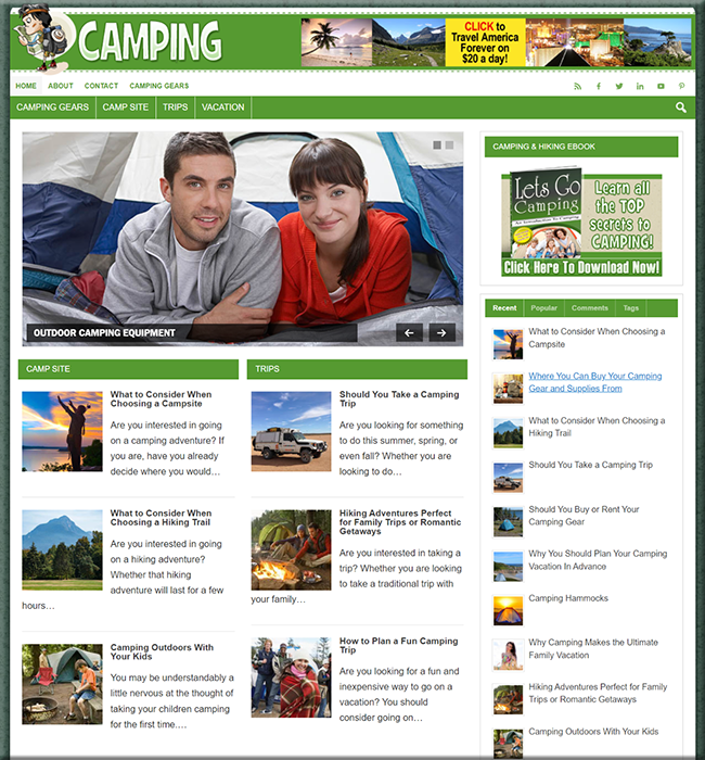 camping hiking niche blog