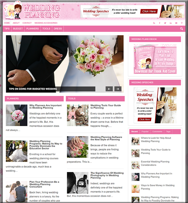 wedding planning niche website