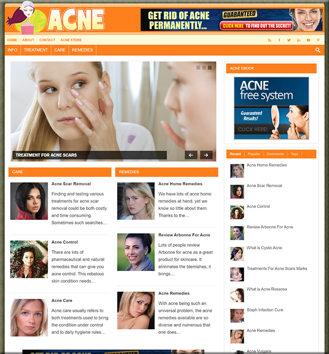 acne niche plr website