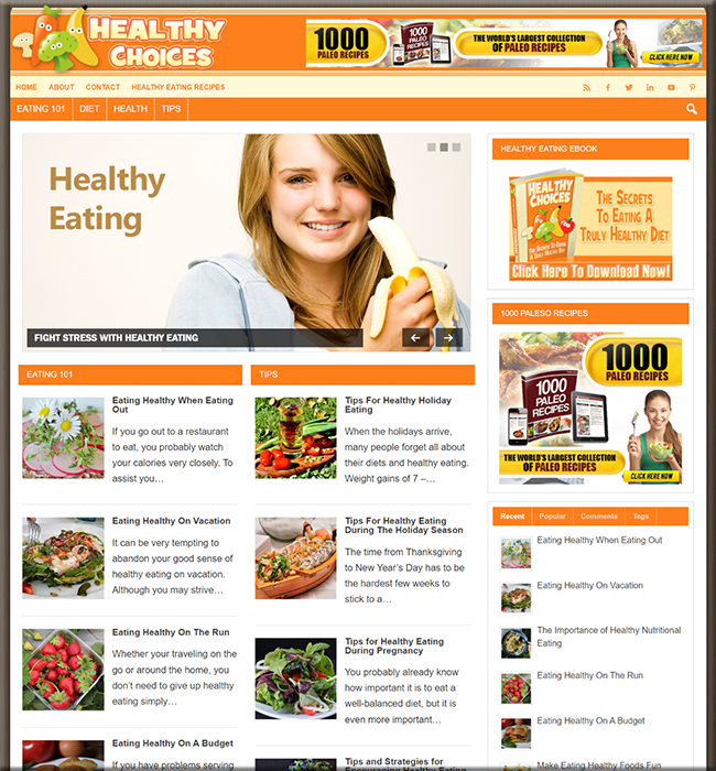 healthy eating choices plr website