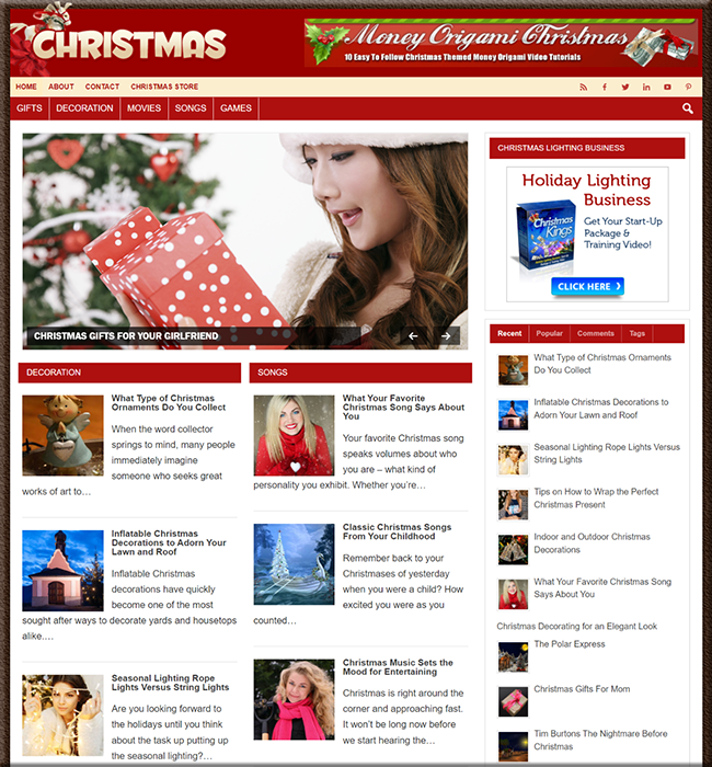 christmas plr niche website