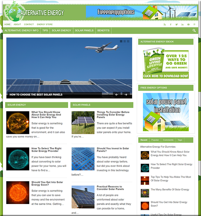 alternative energy plr site
