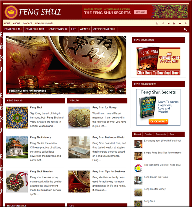 feng shui plr niche website