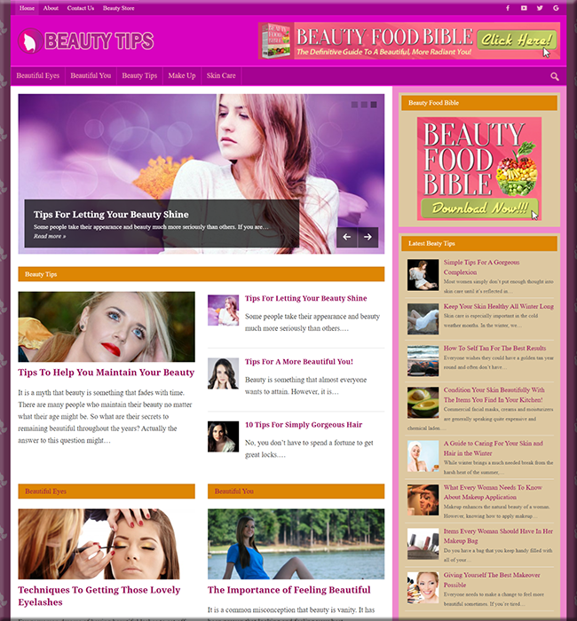 beauty tips plr niche website